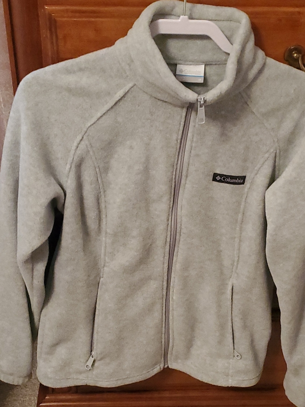 Columbia Light Gray Women’s Full-Zip Teddy Fleece Jacket